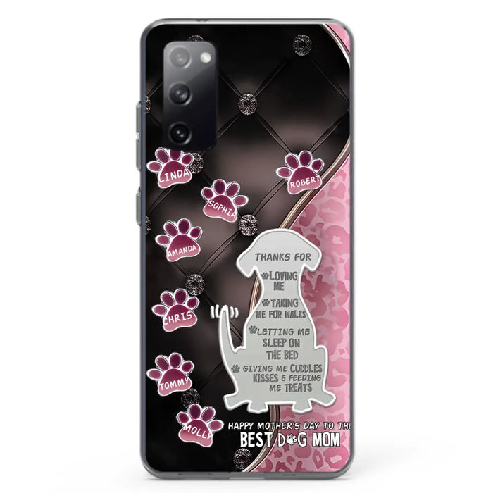 Custom Personalized Memorial Dog Mom Phone Case - Memorial Gift Idea For Dog Lover - Upto 7 Dogs - Thanks For Loving Me - Case For iPhone/Samsung