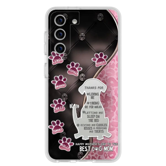 Custom Personalized Memorial Dog Mom Phone Case - Memorial Gift Idea For Dog Lover - Upto 7 Dogs - Thanks For Loving Me - Case For iPhone/Samsung