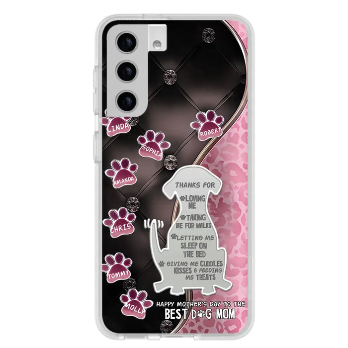 Custom Personalized Memorial Dog Mom Phone Case - Memorial Gift Idea For Dog Lover - Upto 7 Dogs - Thanks For Loving Me - Case For iPhone/Samsung