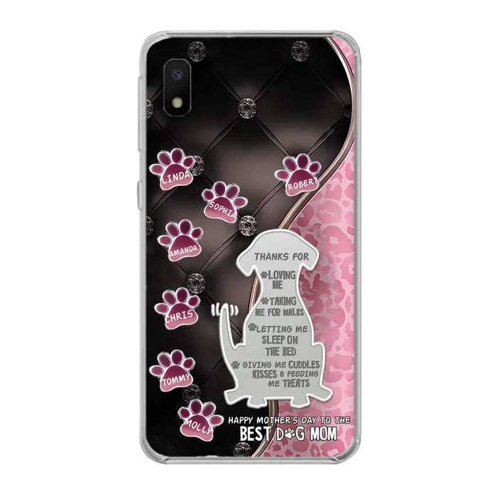 Custom Personalized Memorial Dog Mom Phone Case - Memorial Gift Idea For Dog Lover - Upto 7 Dogs - Thanks For Loving Me - Case For iPhone/Samsung