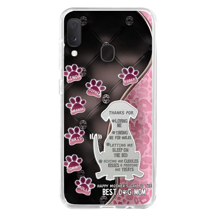 Custom Personalized Memorial Dog Mom Phone Case - Memorial Gift Idea For Dog Lover - Upto 7 Dogs - Thanks For Loving Me - Case For iPhone/Samsung