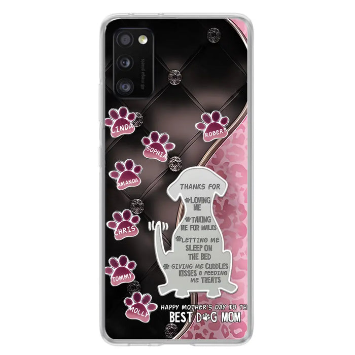 Custom Personalized Memorial Dog Mom Phone Case - Memorial Gift Idea For Dog Lover - Upto 7 Dogs - Thanks For Loving Me - Case For iPhone/Samsung