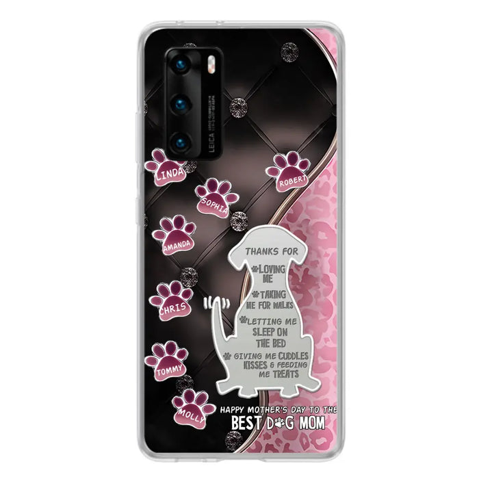 Personalized Memorial Dog Mom Phone Case - Memorial Gift Idea For Dog Lover - Up to 7 Dogs - Thanks For Loving Me - Case For Oppo/Xiaomi/Huawei