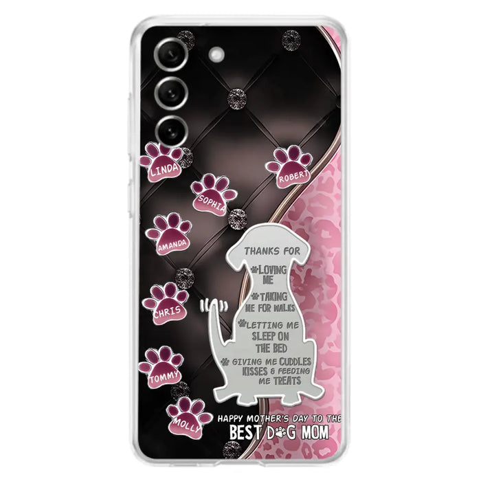 Custom Personalized Memorial Dog Mom Phone Case - Memorial Gift Idea For Dog Lover - Upto 7 Dogs - Thanks For Loving Me - Case For iPhone/Samsung