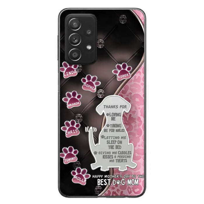 Custom Personalized Memorial Dog Mom Phone Case - Memorial Gift Idea For Dog Lover - Upto 7 Dogs - Thanks For Loving Me - Case For iPhone/Samsung