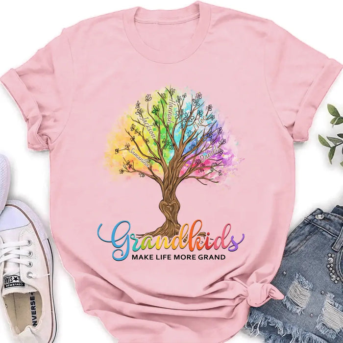 Personalized Grandkids T-shirt - Up to 10 Kids - Gift Idea For Grandma/Mother's Day Gift - Grandkids Make Life More Grand