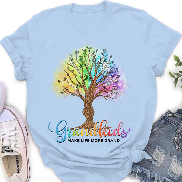 Personalized Grandkids T-shirt - Up to 10 Kids - Gift Idea For Grandma/Mother's Day Gift - Grandkids Make Life More Grand