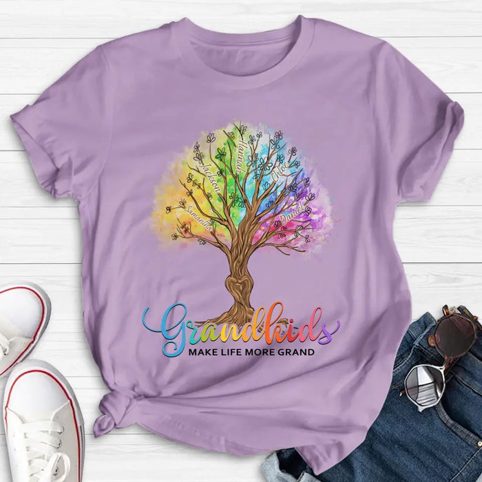 Custom Personalized Grandkids T-shirt - Upto 10 Kids - Gift Idea For Grandma/ Mother's Day Gift - Grandkids Make Life More Grand
