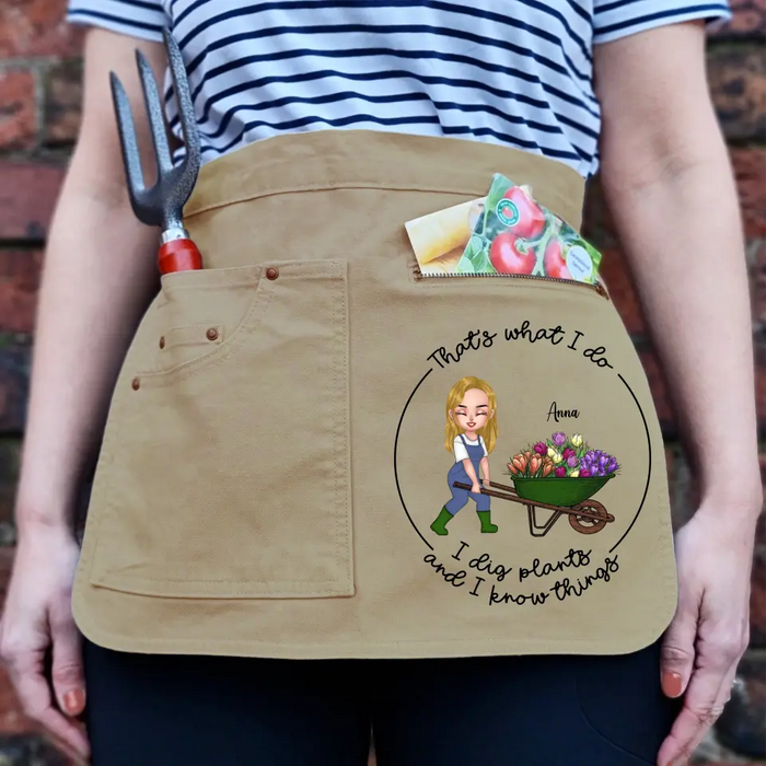 Custom Personalized Girl Gardening Apron - Gift Idea for Gardening Lovers/Mother's Day - That's What I Do I Digs Plant