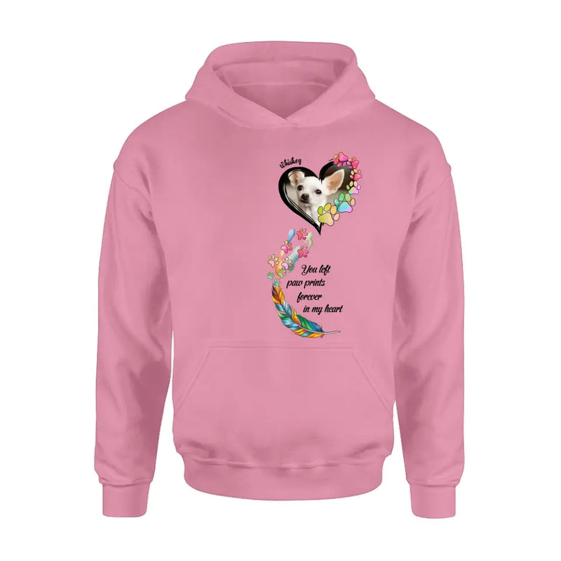 Personalized Memorial Paw Prints Shirt/Hoodie - Upload Photo - Memorial Gift Idea For Pet Lover - You Left Paw Prints Forever In My Heart