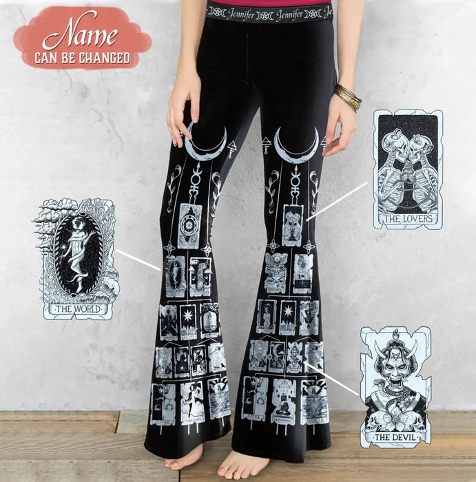 Personalized Tarot Card Women's Skinny Flare Pants - Gift Idea for Tarot Lovers/Mother's Day