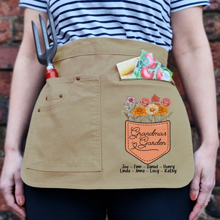 Custom Personalized Girl Gardening Apron - Gift Idea for Gardening Lovers/Mother's Day/Grandma - Grandma's Garden