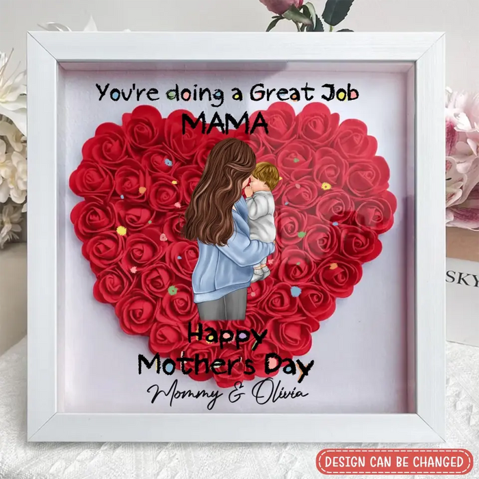 Personalized Mother Flower Shadow Box - Mother's Day Gift Idea - You're Doing A Great Job