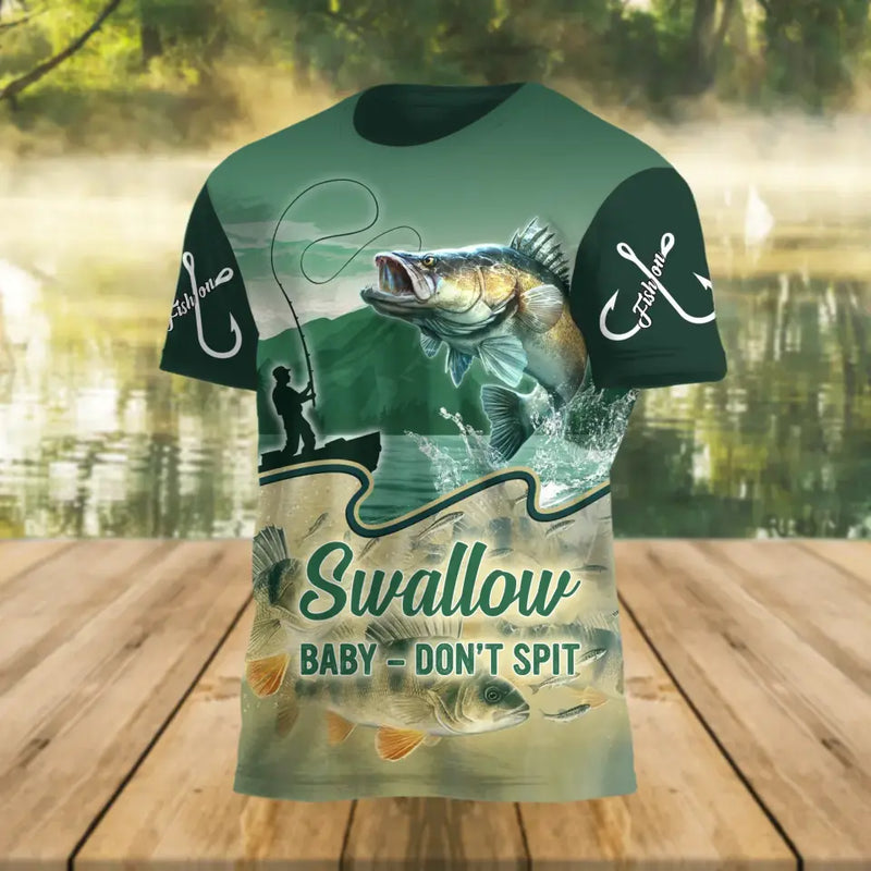 Personalized Fishing AOP T-Shirt - Funny Gift Idea For Fishing Lovers/Father's Day - Gift To Husband/Boyfriend - I Can't Work Today My Hand Is In A Cast