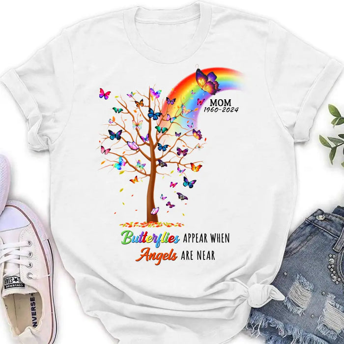 Custom Personalized Butterfly Memorial Shirt/ Hoodie - Memorial Gift Idea For Family Member - Upto 3 People - Butterflies Appear When Angels Are Near