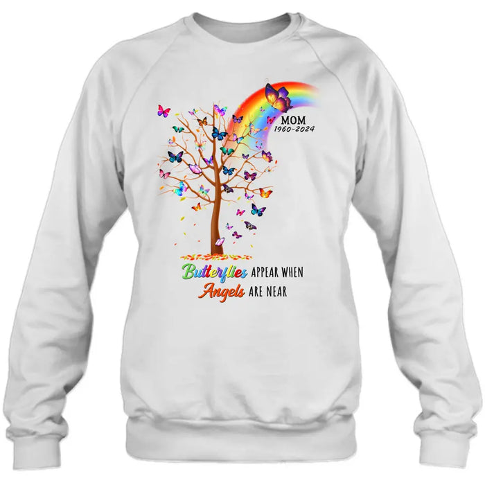 Personalized Butterfly Memorial Shirt/Hoodie - Memorial Gift Idea For Family Member - Up to 3 People - Butterflies Appear When Angels Are Near