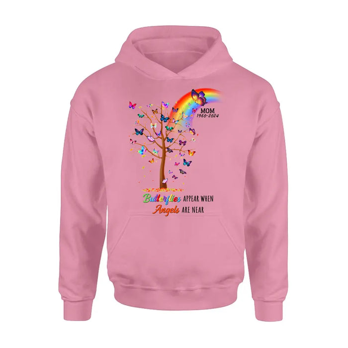 Personalized Butterfly Memorial Shirt/Hoodie - Memorial Gift Idea For Family Member - Up to 3 People - Butterflies Appear When Angels Are Near