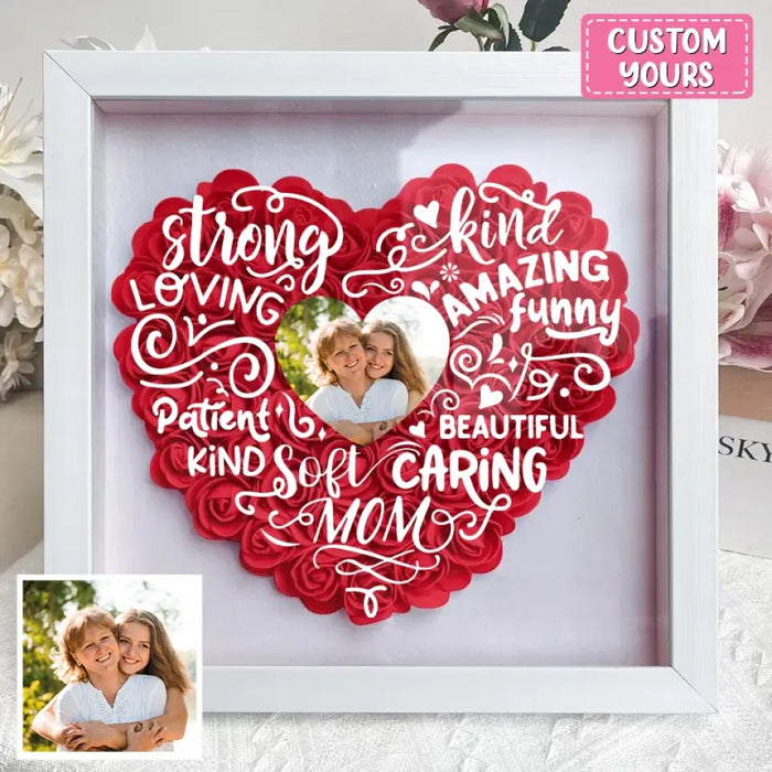 Custom Personalized Mother Flower Shadow Box - Upload Photo - Mother's Day Gift Idea