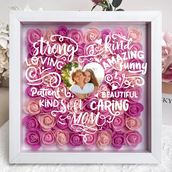 Custom Personalized Mother Flower Shadow Box - Upload Photo - Mother's Day Gift Idea
