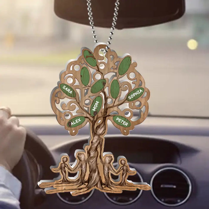 Custom Personalized Tree Of Life Mom Aluminum Car Ornament - Mom With Upto 5 Children - Mother's Day Gift For Mom
