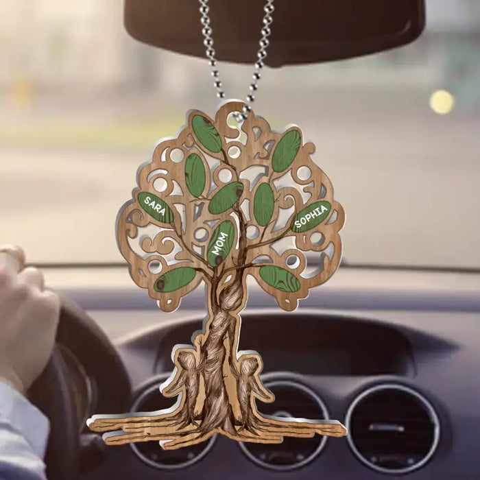 Custom Personalized Tree Of Life Mom Aluminum Car Ornament - Mom With Upto 5 Children - Mother's Day Gift For Mom