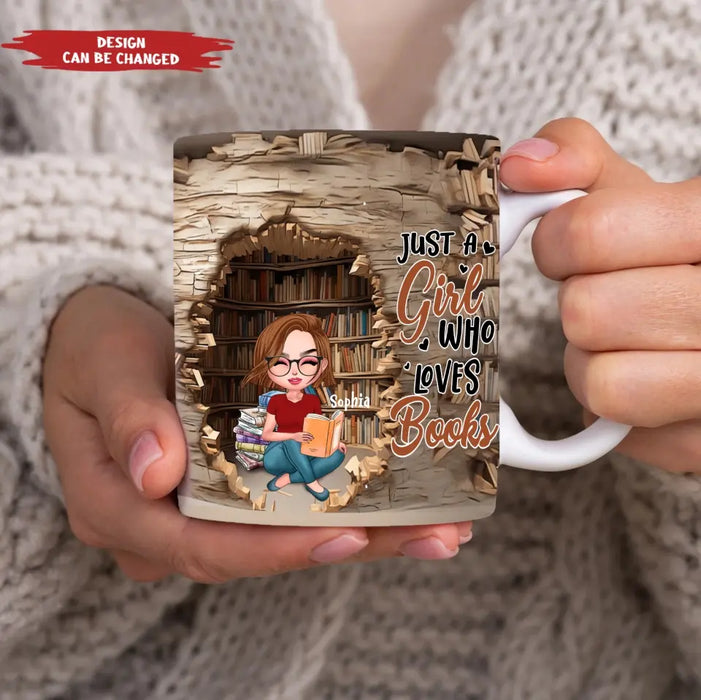 Custom Personalized Reading Girl Coffee Mug - Gift Idea For Book Lover - Just A Girl Who Loves Books