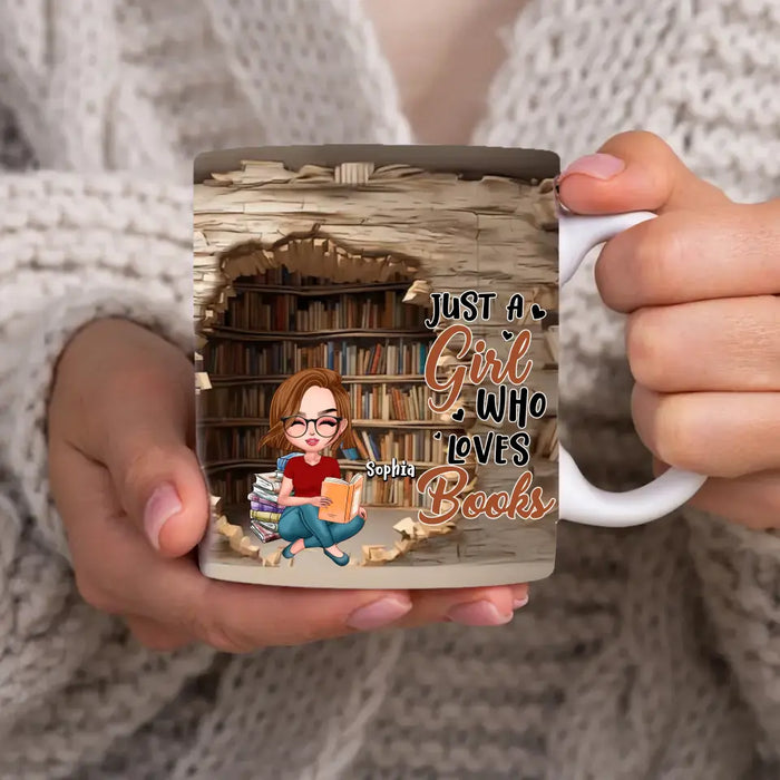 Custom Personalized Reading Girl Coffee Mug - Gift Idea For Book Lover - Just A Girl Who Loves Books