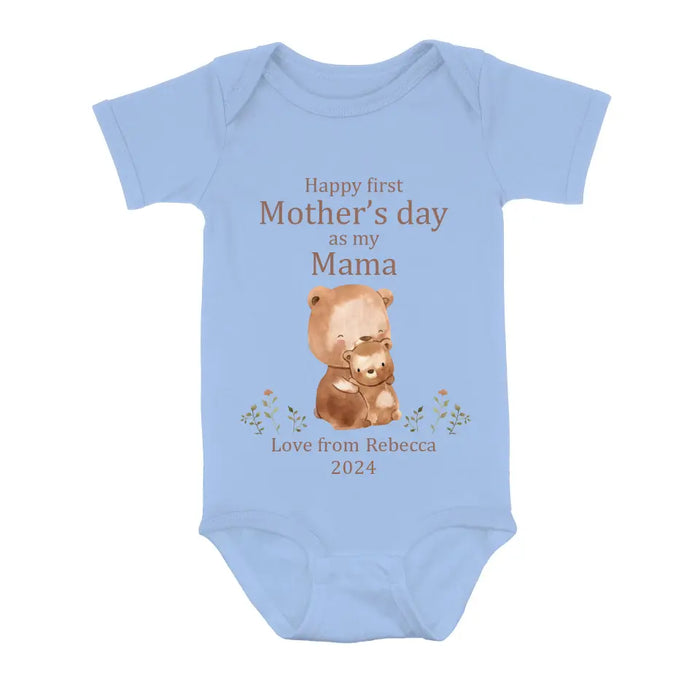 Custom Personalized Happy First Mother's Day Shirt/Baby Onesie - Gift Idea For Mom/ Grandma/ Baby/ Mother's Day