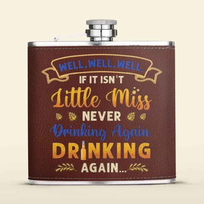 Personalized Camping Leather Flask - Gift Idea For Camping Lovers - If It Isn't Miss Never Drinking Again Drinking Again