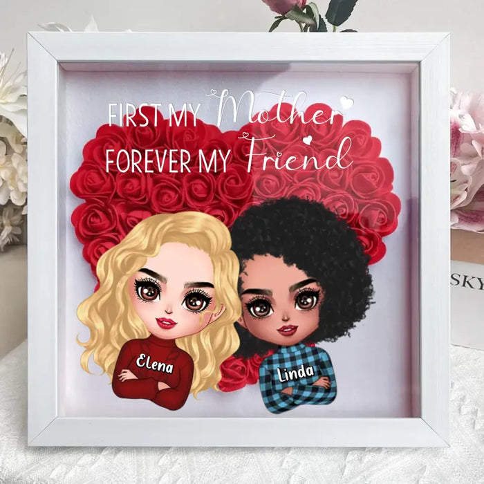 Personalized Mom & Daughter Flower Shadow Box - Gift Idea for Mother's Day - First My Mother Forever My Friend
