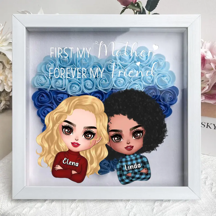 Personalized Mom & Daughter Flower Shadow Box - Gift Idea for Mother's Day - First My Mother Forever My Friend