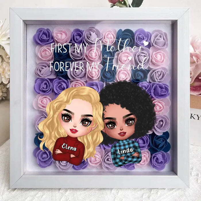 Personalized Mom & Daughter Flower Shadow Box - Gift Idea for Mother's Day - First My Mother Forever My Friend