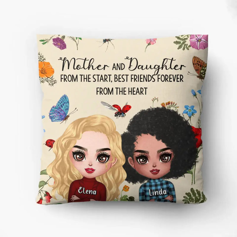 Personalized Mother And Daughter Quilt/Fleece Throw Blanket/Pillow Cover - Mother's Day Gift Idea - Mother And Daughter From The Start, Best Friends Forever From The Heart