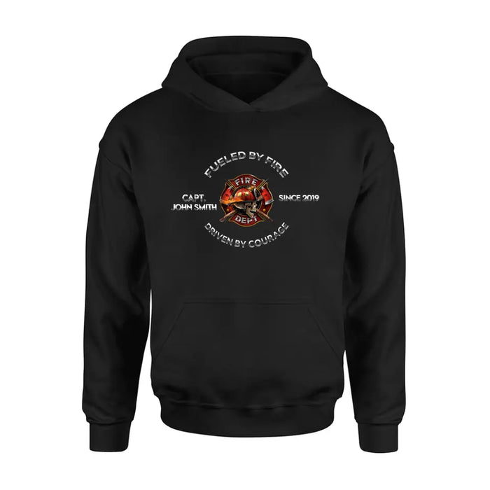 Custom Personalized Fire Fighter Shirt/ Hoodie - Father's Day Gift Idea For Fire Fighter - Fueled By Fire Driven By Courage