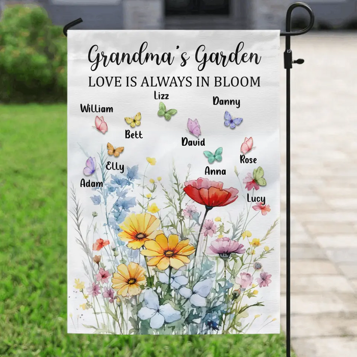 Grandma Garden's Love Is Always In Bloom - Custom Personalized Grandma Flag Sign - Gift Idea For Grandma/ Mother's Day with up to 10 Kids