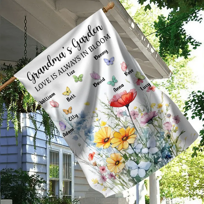 Grandma Garden's Love Is Always In Bloom - Custom Personalized Grandma Flag Sign - Gift Idea For Grandma/ Mother's Day with up to 10 Kids