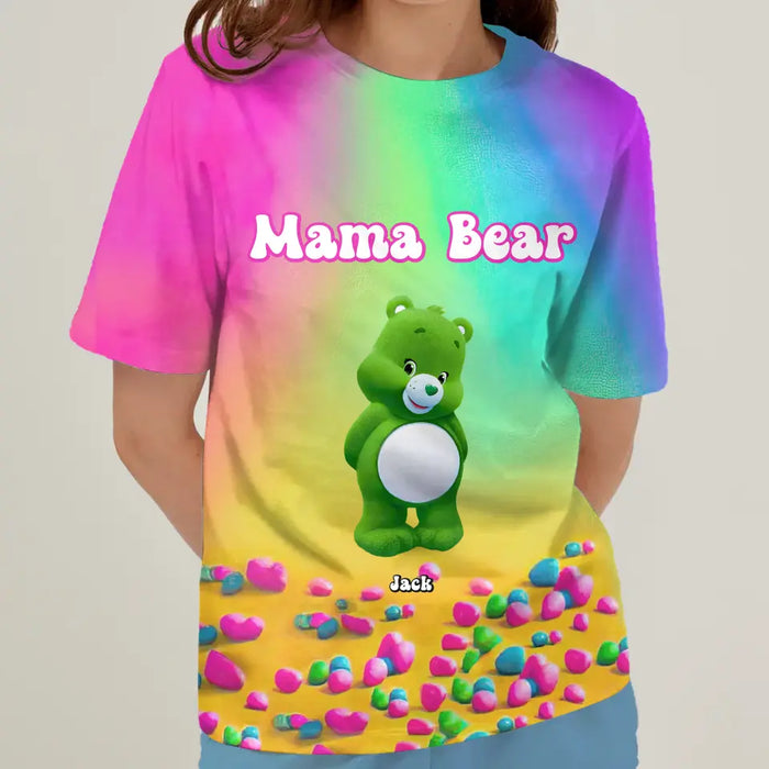 Personalized Mama Bear AOP T-Shirt - Up to 10 Kids - Mother's Day/Birthday Gift To Grandma/Mom