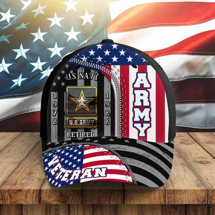 Custom Personalized Veteran Baseball Cap - Father's Day Gift Idea for Veteran