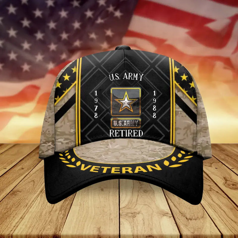 Personalized Retired Veteran Baseball Cap - Father's Day Gift Idea for Veteran