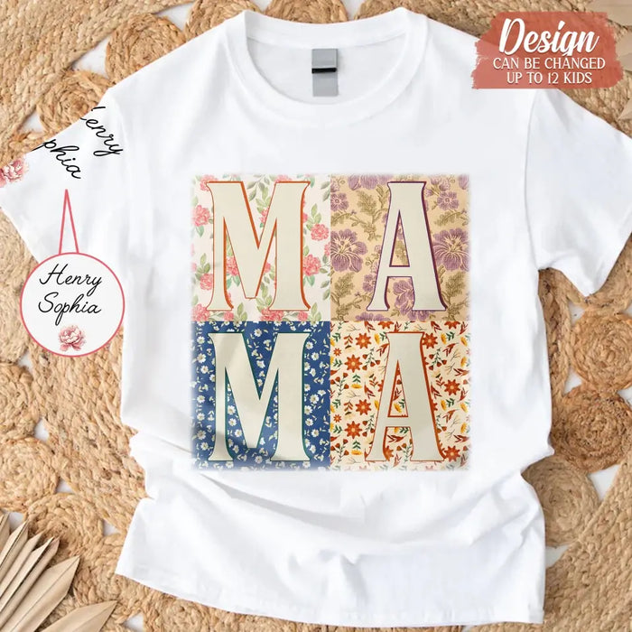 Custom Personalized Retro Boho Grandma T-Shirt- Upto 8 Kids - Mother's Day Gift Idea For Grandma/ Mom