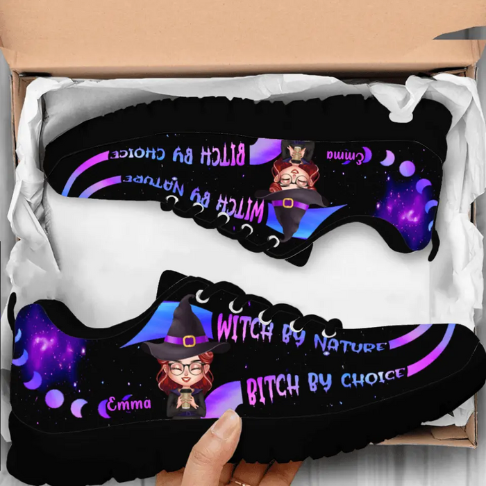 Custom Personalized Witch Sneakers - Gift for Halloween - Witch By Nature Bitch By Choice