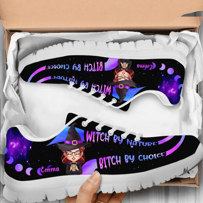 Custom Personalized Witch Sneakers - Gift for Halloween - Witch By Nature Bitch By Choice