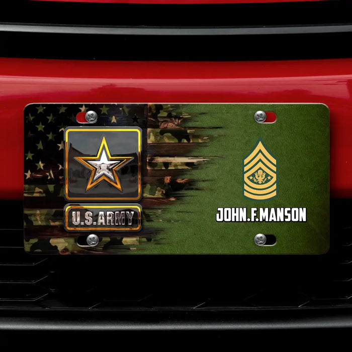 Custom Personalized U.S Army Force License Plate - Father's Day Gift Idea For Veteran