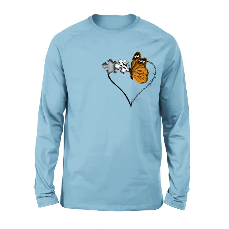 Personalized Memorial Butterfly Shirt/Hoodie - Memorial Gift Idea For Family Member - A Piece Of My Heart Lives In Heaven