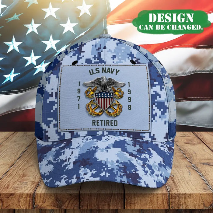 Custom Personalized Baseball Cap For Veteran With Military Insignia - United States Veteran - Father's Day/ Birrthday Gift Idea