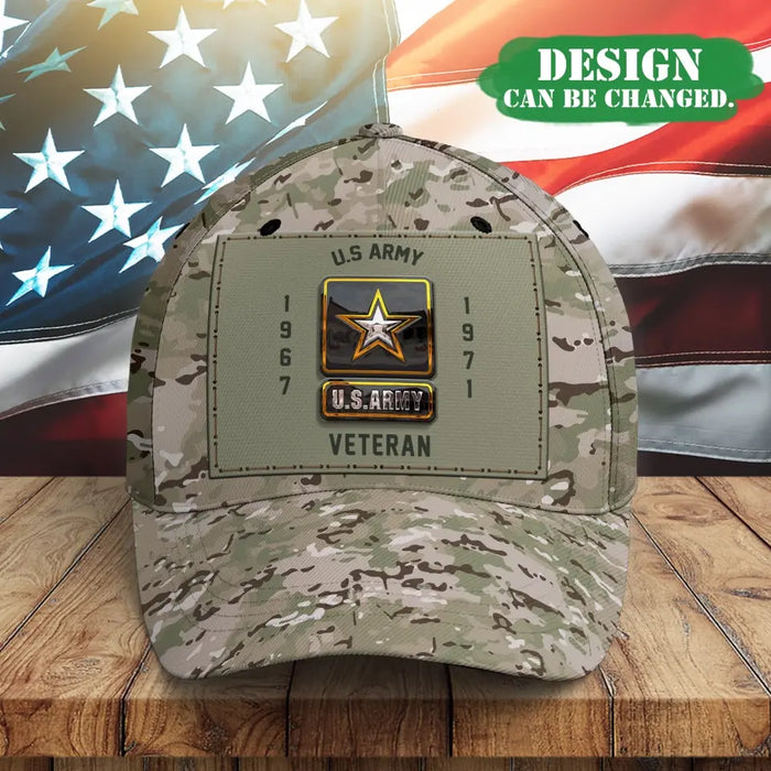 Custom Personalized Baseball Cap For Veteran With Military Insignia - United States Veteran - Father's Day/ Birrthday Gift Idea