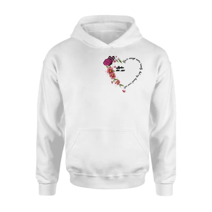 Custom Personalized Memorial Butterfly Shirt/ Hoodie - Memorial Gift Idea for Mother's Day/Father's Day - Your Wings Were Ready But My Heart Was Not