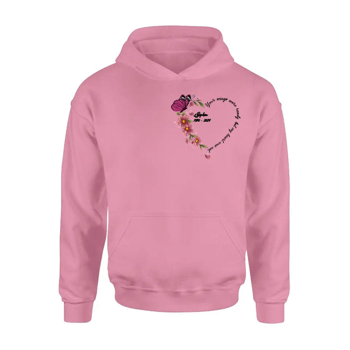 Custom Personalized Memorial Butterfly Shirt/ Hoodie - Memorial Gift Idea for Mother's Day/Father's Day - Your Wings Were Ready But My Heart Was Not