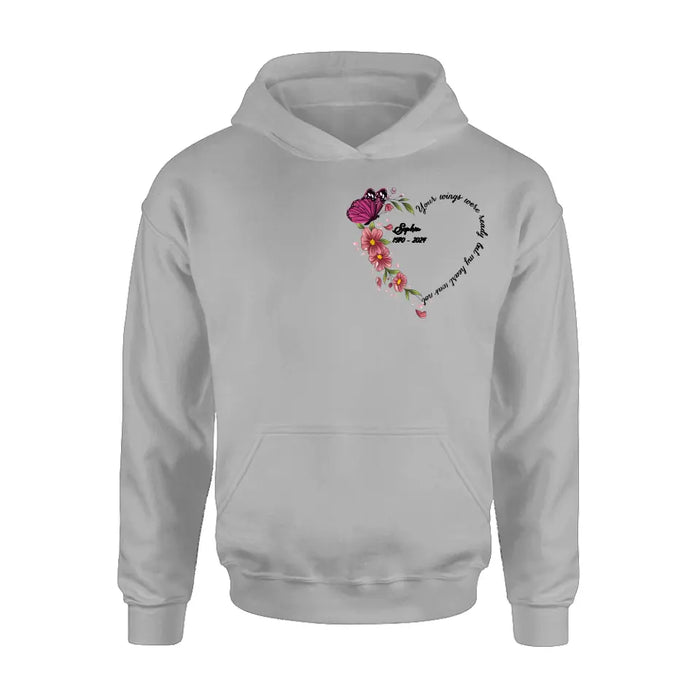 Custom Personalized Memorial Butterfly Shirt/ Hoodie - Memorial Gift Idea for Mother's Day/Father's Day - Your Wings Were Ready But My Heart Was Not