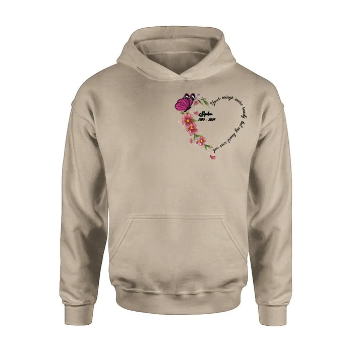 Custom Personalized Memorial Butterfly Shirt/ Hoodie - Memorial Gift Idea for Mother's Day/Father's Day - Your Wings Were Ready But My Heart Was Not